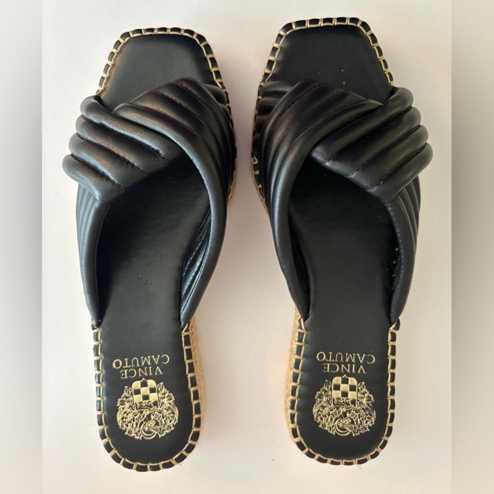 Vince Camuto Black Espadrille Platform Sandals Women’s Size 8.5